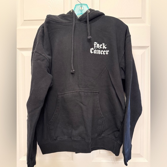 Fight Cancer! Black Hoodie with Graphic Print - Picture 2 of 4
